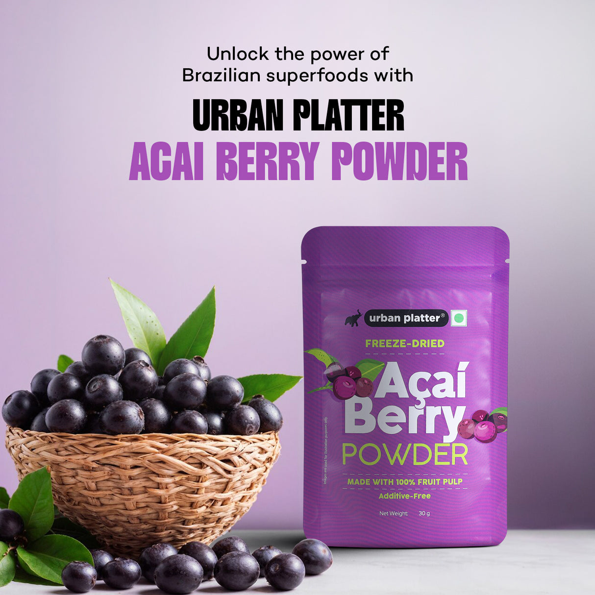 Urban Platter Acai Berry Powder, 30g (Additive Free | Superfood | Freeze Dried)
