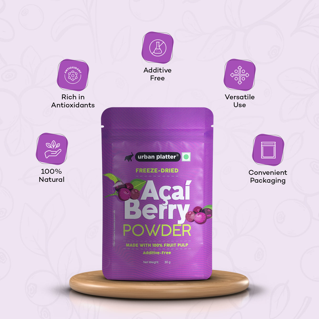 Urban Platter Acai Berry Powder, 30g (Additive Free | Superfood | Freeze Dried)