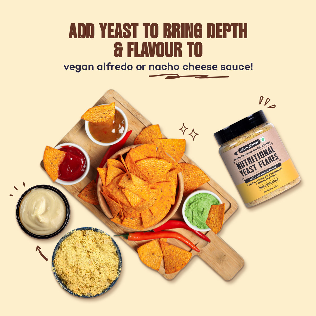 Urban Platter Nutritional Yeast Flakes, (Rich in Vitamin B12 | Gluten-Free | Perfectly Plant-Based Nutty and Cheesy Nooch | Savoury Seasoning)