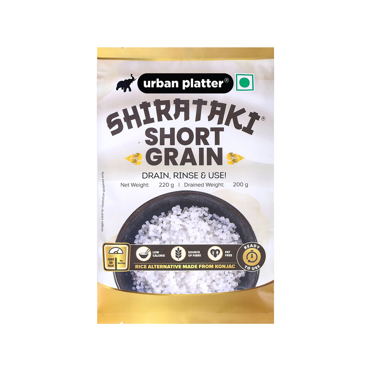 Urban Platter Shirataki Short-Grain Rice, 270g [Ultra Low-carb, Low-calorie, Keto-friendly, Fat-Free, Gluten-Free Alternative to Rice]