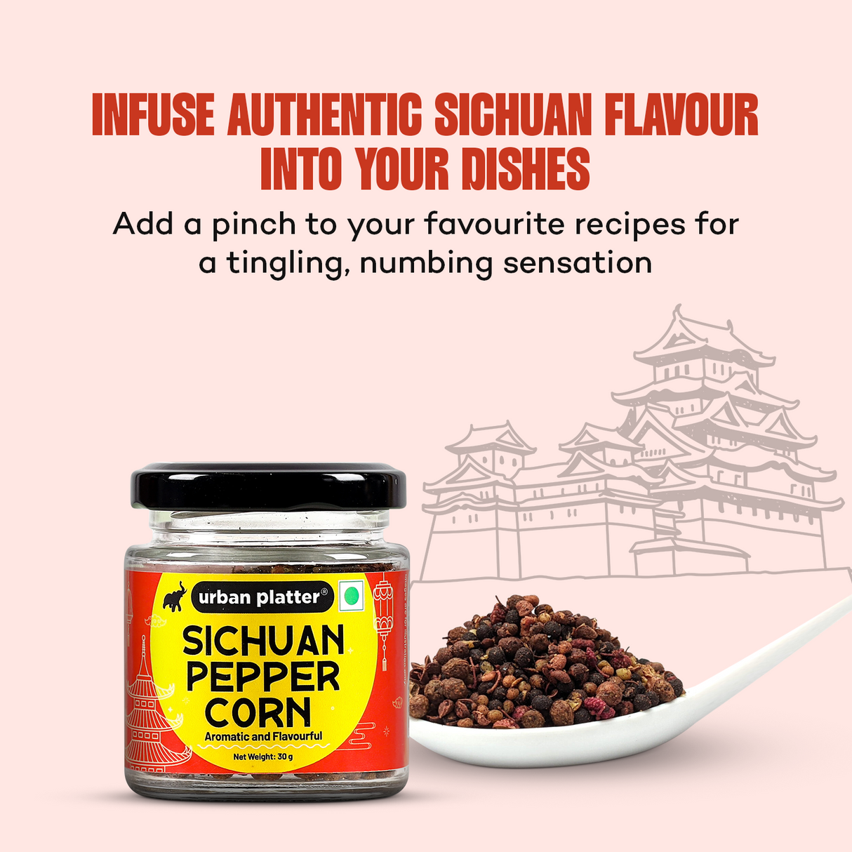Urban Platter Sichuan Peppercorns, 30g (Sichuan | Schezwan | Pepper Corns | Mouth-numbing Spice | Red Sichuan Peppers | Imported)