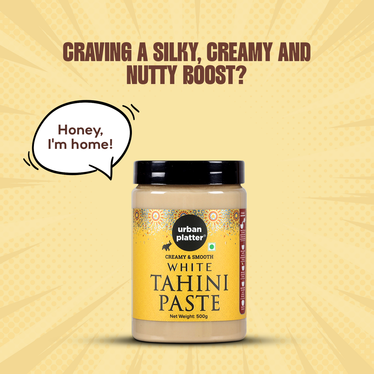 Urban Platter Tahini Paste, (Smooth & Creamy | Made from Hulled Sesame Seeds | Ideal for Hummus & Dressings | Rich in Good Fats)