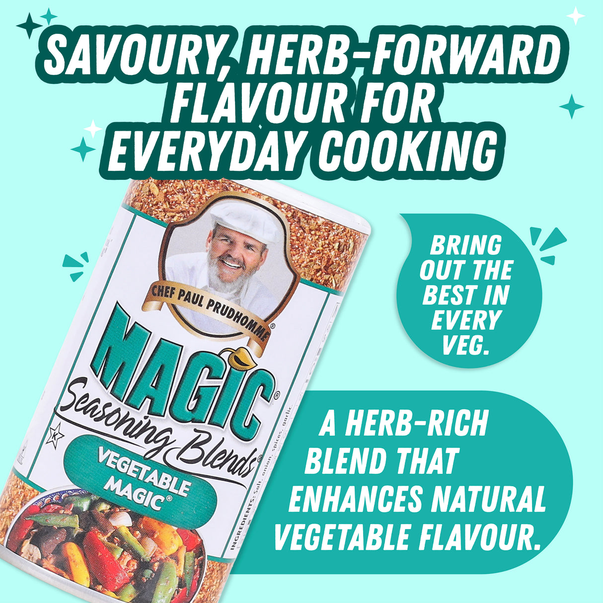 Chef Paul Prudhomme Vegetable Magic Seasoning Blends, 71g ( All-Purpose Vegetable Seasoning | No MSG, No Preservatives, Gluten Free)