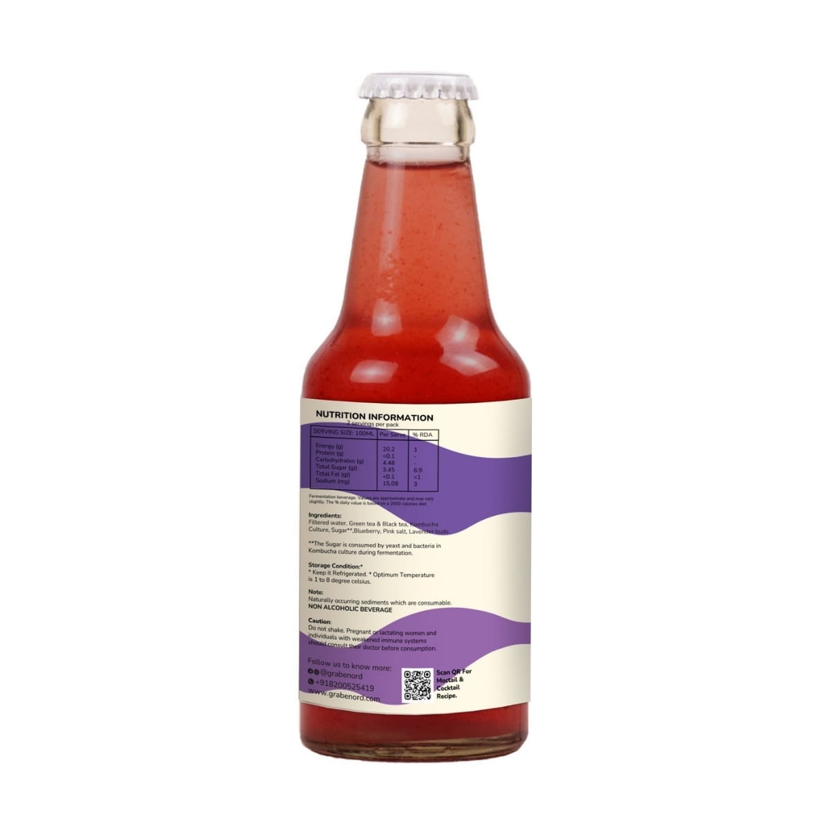 Healthy Gut Kombucha Blueberry Lavender, 200ml