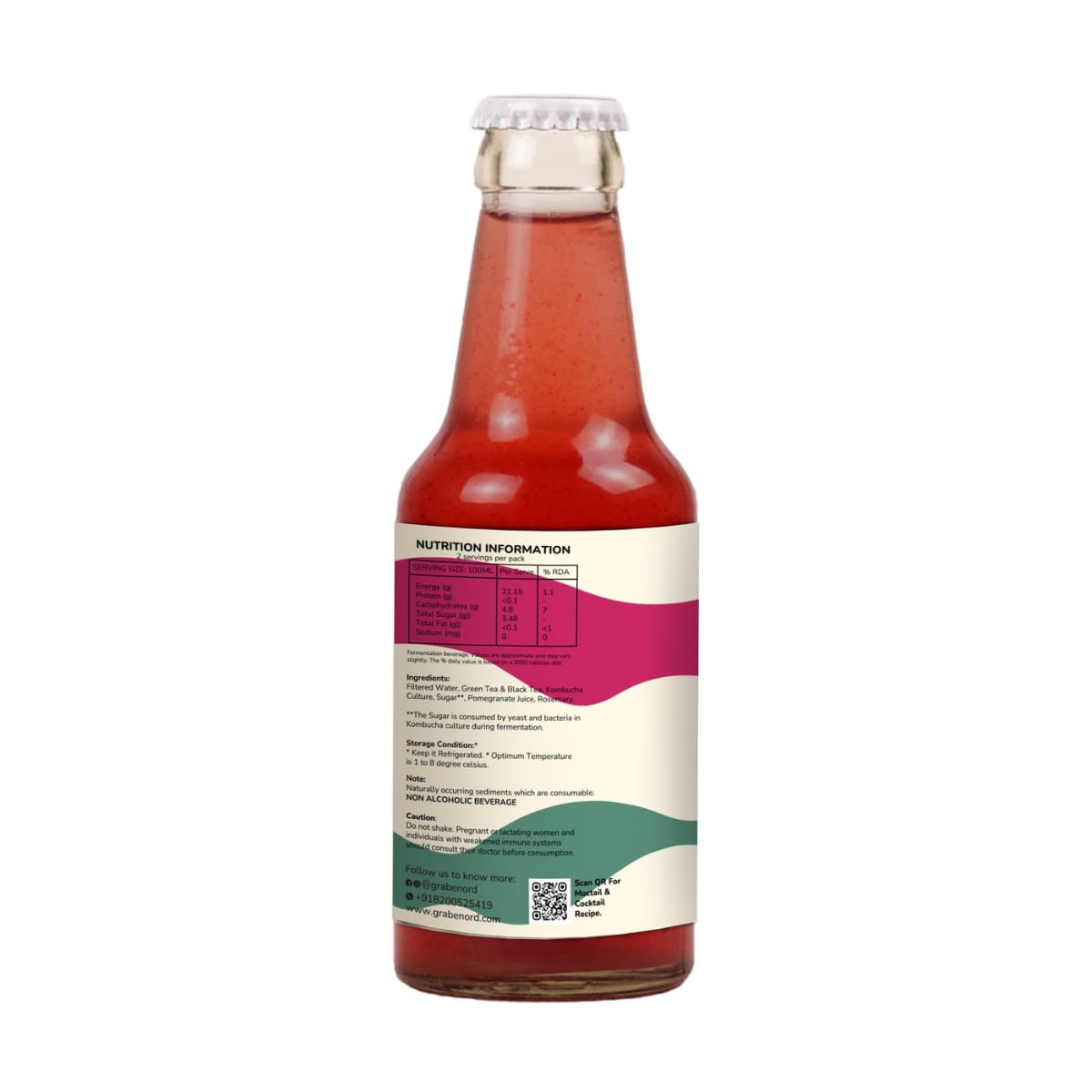 Healthy Gut Kombucha Pomegranate Rosemary, 200ml