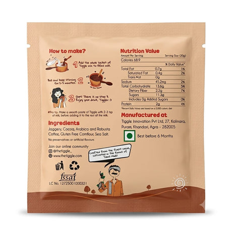 Coffee Infused Hot Chocolate Mix Sachet,20g (Mocha Chocolate Drink, Arabica & Robusta Blend, Jaggery Sweetened, Vegan, Café Style Premix)