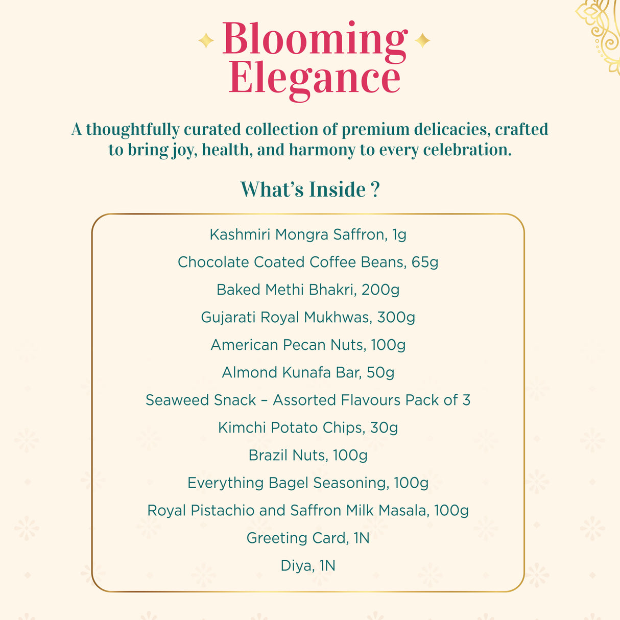 Urban Platter Blooming Elegance Hamper (Premium Dry Fruits & Gourmet Treats | Elegant Packaging | Perfect for Festive & Wedding Gifting)