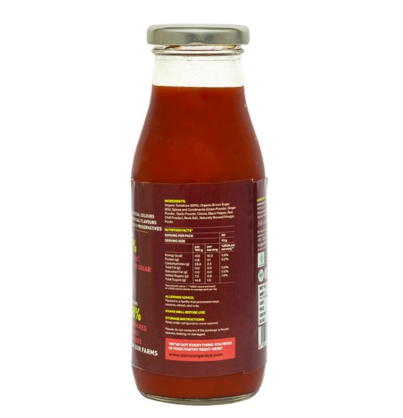 Zama | Tomato Ketchup | 300g | Delicious | Low Sugar Ketchup | Healthy with no preservatives, additives, colours | Goes well with sandwiches, snacks and more | Made with high quality real organic tomatoes