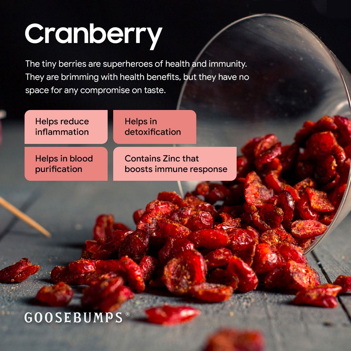 Goosebumps Masala Cranberry | Dried Cranberry | Chatpata Cranberry Healthy Snack for Kids and Adults | 150 GMS