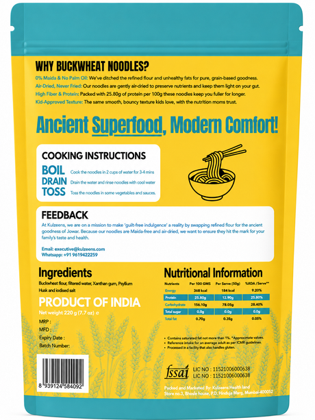 Buckwheat Noodles, 220g (100% Gluten-Free & Fasting Friendly)