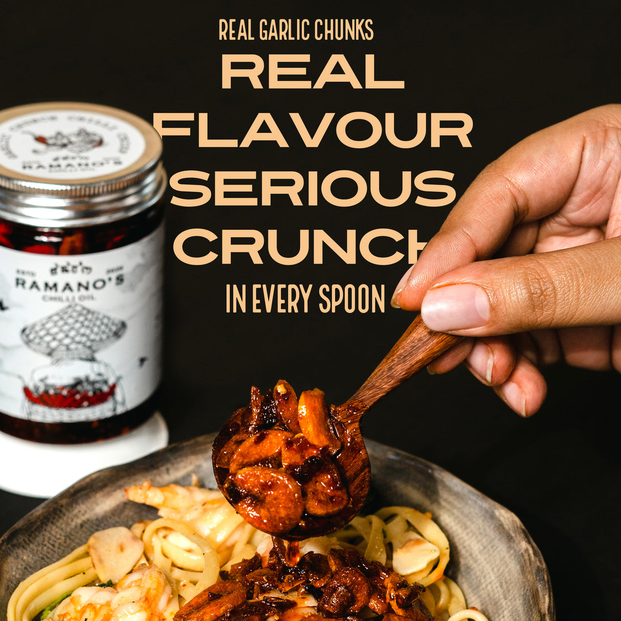Garlic Crunch Chilli Crisp, 240g (Extra Crispy Garlic & 5 Chilli Blend | Crunchy Chilli Oil Condiment | No MSG | No Soy Sauce)