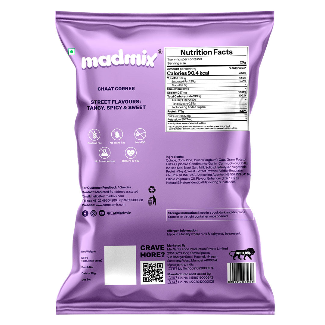 Madmix Quinoa Millet Puffs Chaat Corner, 50g