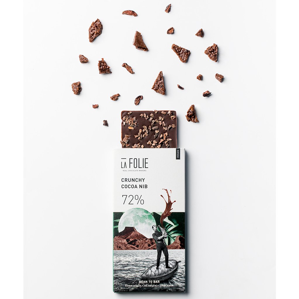 La Folie 72% Crunchy Cocoa Nib, 60g