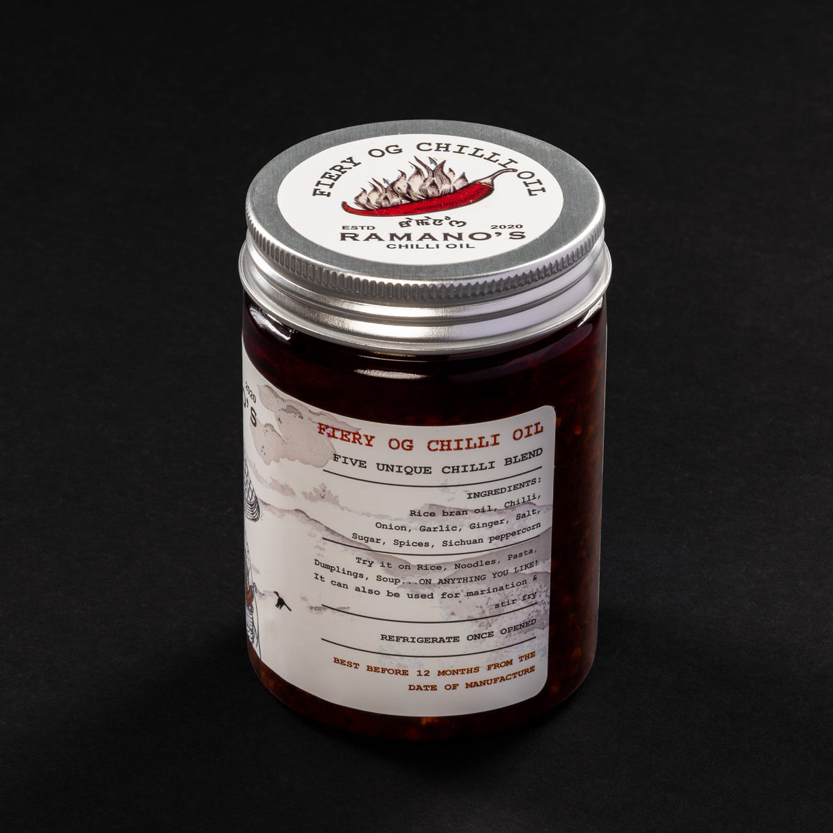 Fiery OG Chilli Oil, 240g (Extra Hot 5 Chilli Blend with Sichuan Peppercorn | Spicy Chilli Oil | No MSG | No Soy Sauce)