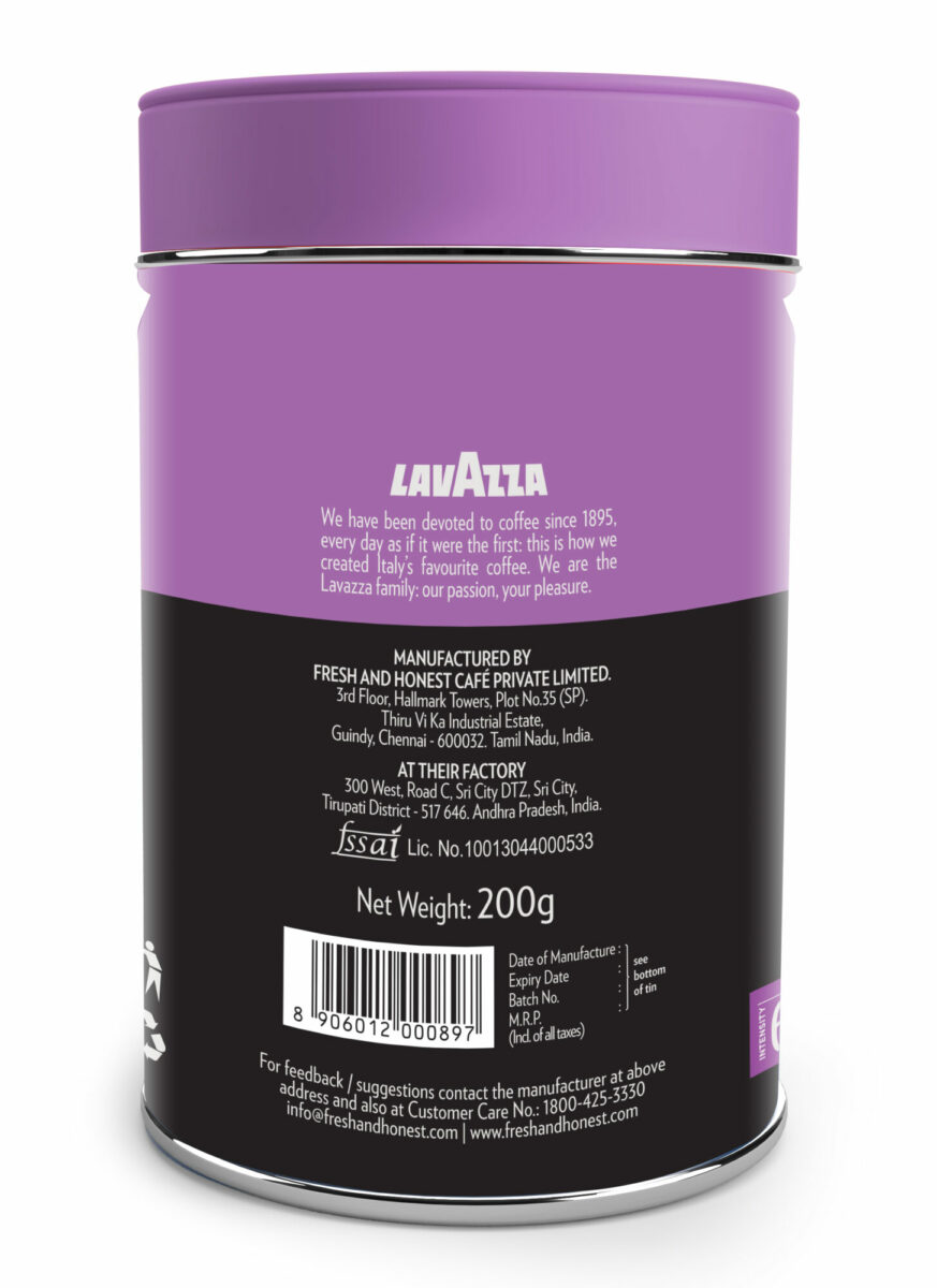 Lavazza Il Mattino Perfect |Pure Ground Coffee | Premium Arabica | Dark Roast | Notes of Cocoa & Chocolate | Intensity 6 | 200g Tin