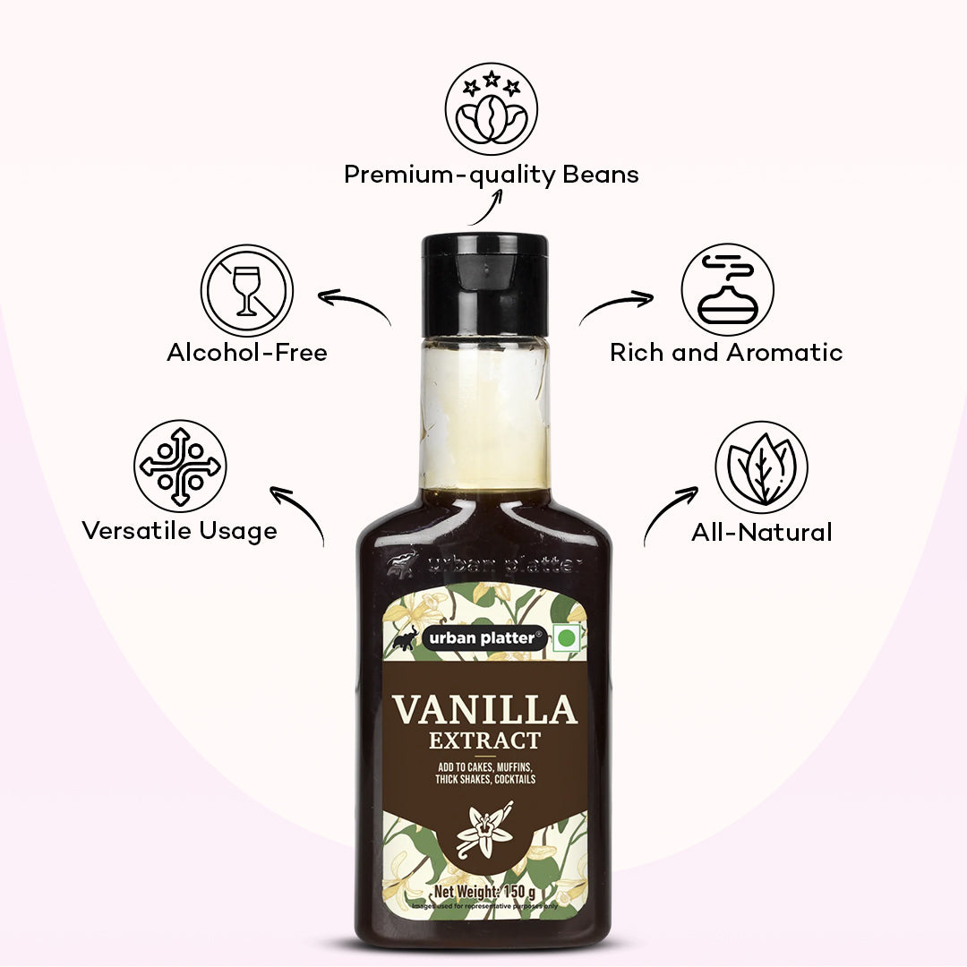 Urban Platter Vanilla Extract, 150g (Ideal for Baking | Madagascar Bourbon Vanilla Extract | Alcohol-Free)