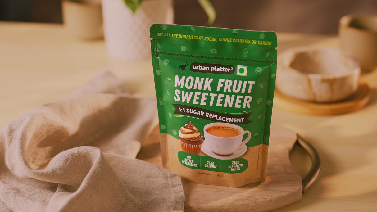 Monk Fruit Sweetener, 200g (Zero Calorie, Keto & Diabetic-Friendly, 1:1 Sugar Replacement, No Aftertaste, Monk Fruit + Erythritol Blend)