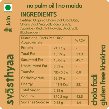 Svasthyaa Chola Fadi I High Protein Khakhra, 200g