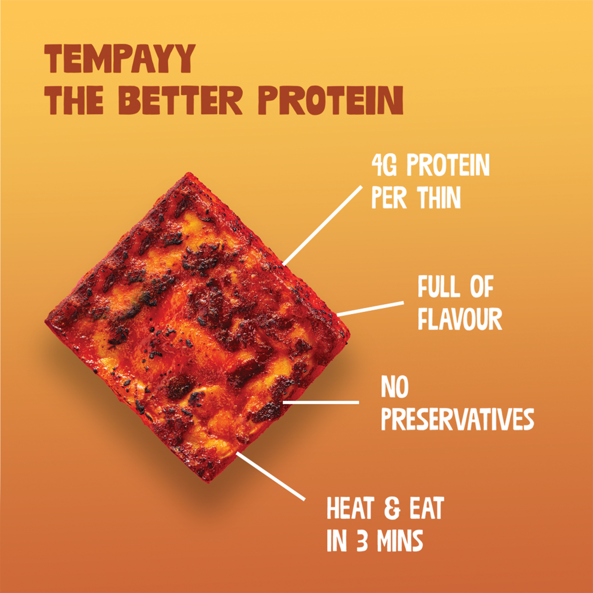 Hello Tempayy Thai Chilli Tempeh Thins, 150g (Protein Rich | Ready To Eat | High Fiber | Plant Based)