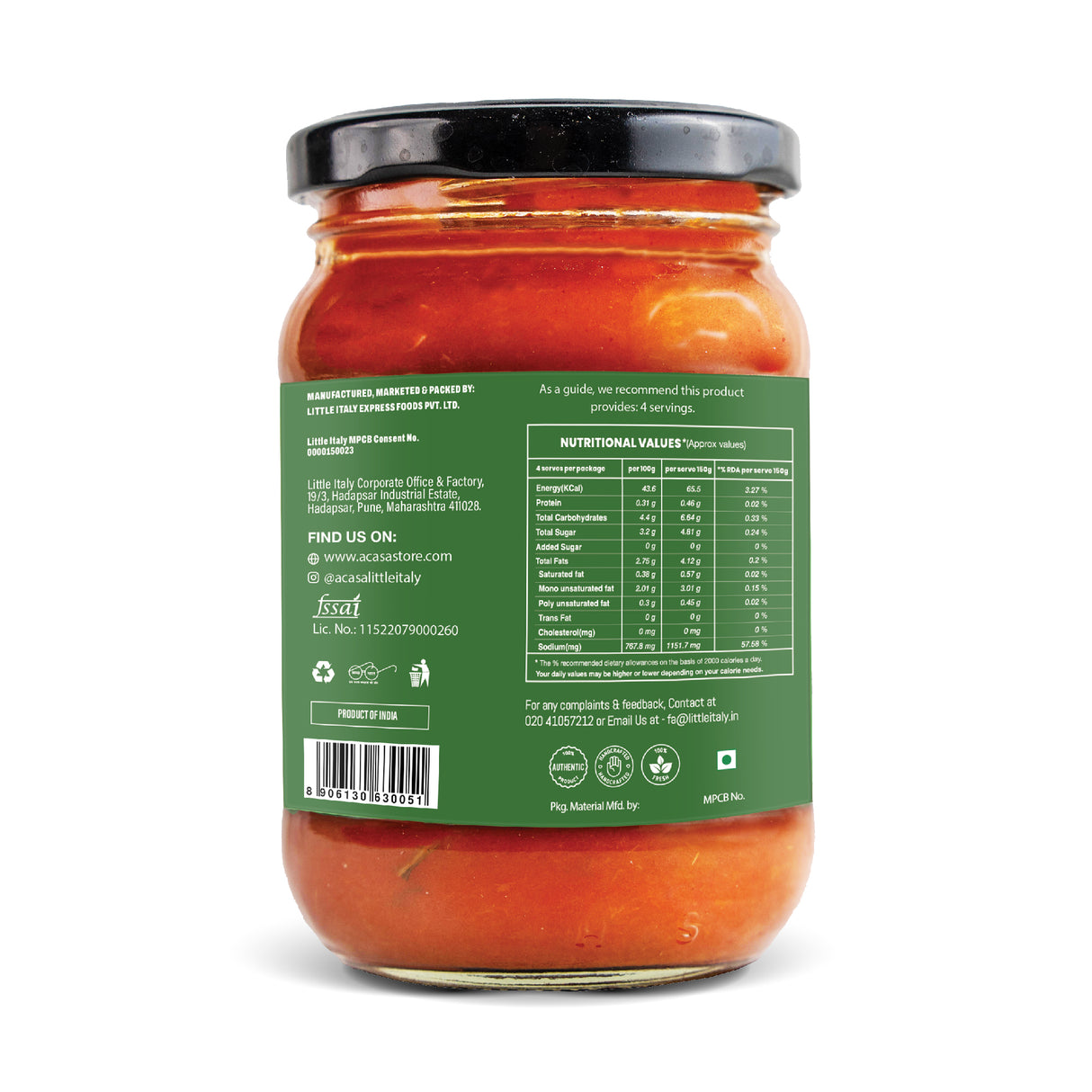 Pumorola Pasta Sauce by Little Italy, 300g