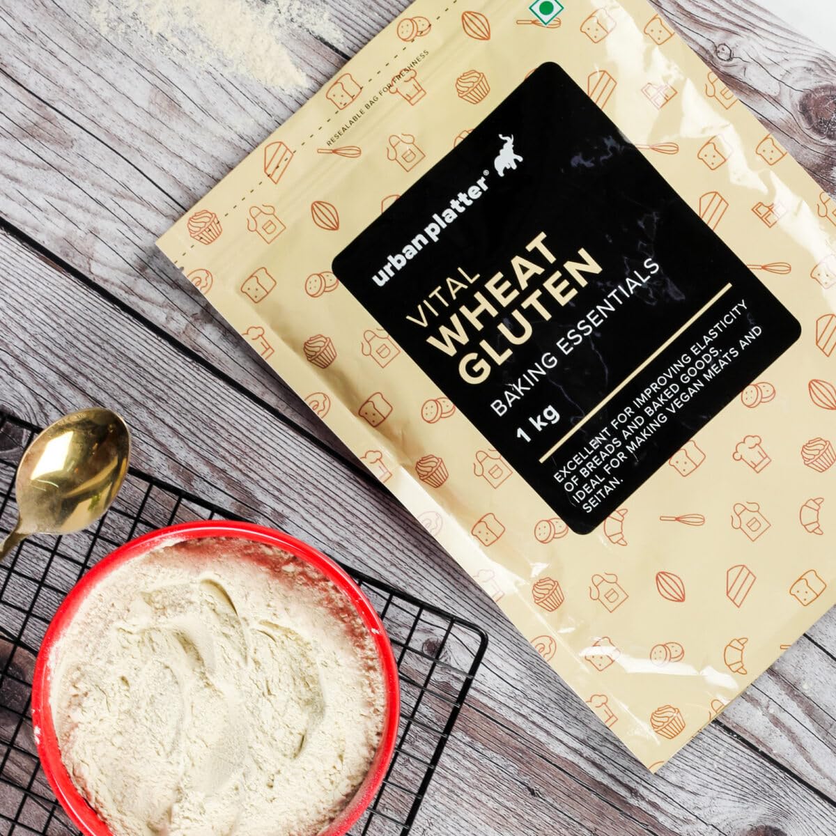 Urban Platter Vital Wheat Gluten, 1kg (High-Protein Baking Essential | Key Ingredient for Seitan | Adds Elasticity & Structure | Ideal for Breads)