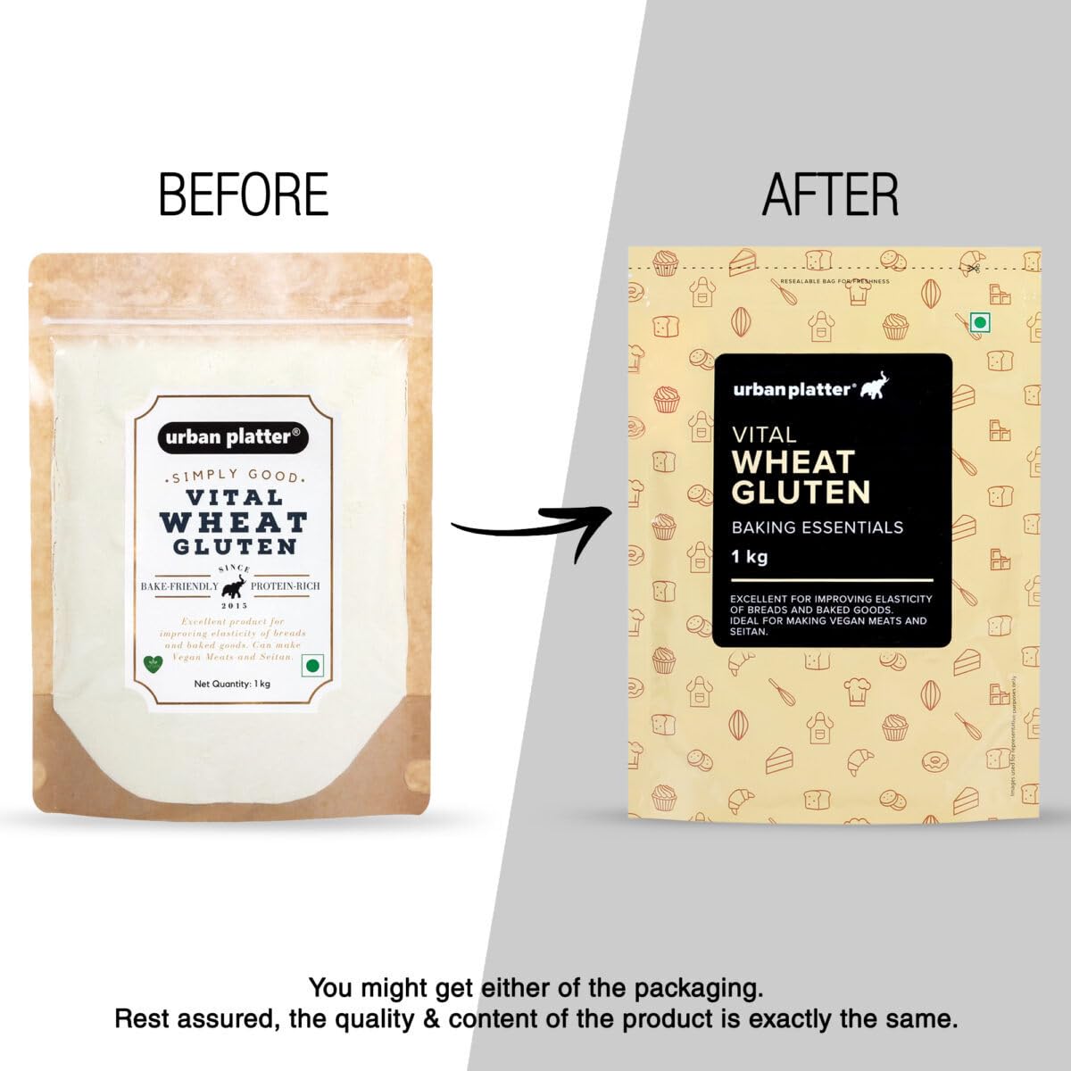 Urban Platter Vital Wheat Gluten, 1kg (High-Protein Baking Essential | Key Ingredient for Seitan | Adds Elasticity & Structure | Ideal for Breads)